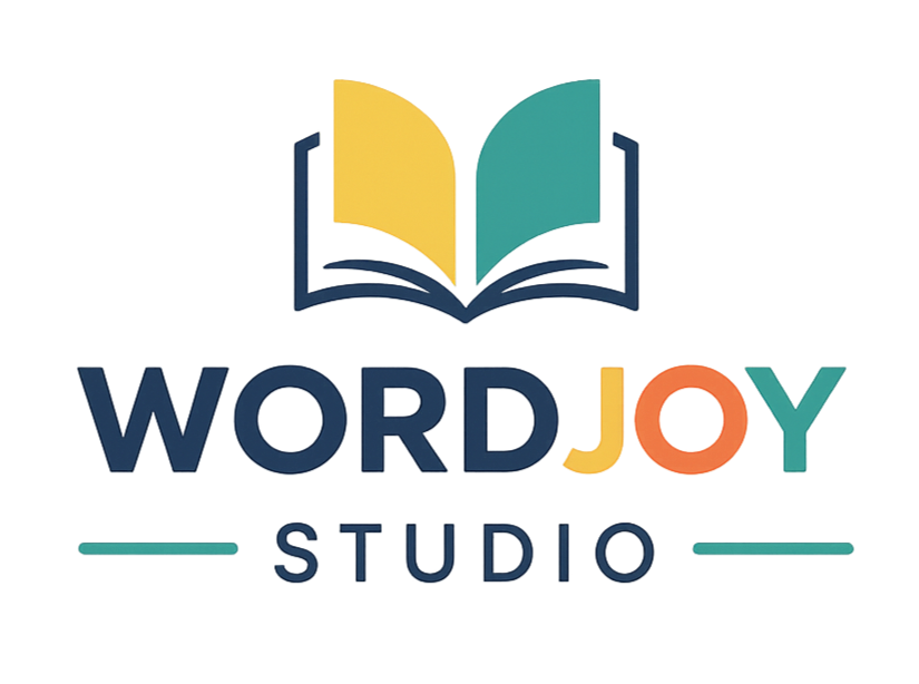WordJoy Studio logo for large print word search puzzle books
